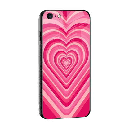 Y2K French Pink Hearts sleek iphone 6s plus cover with tempered glass back and TPU edges