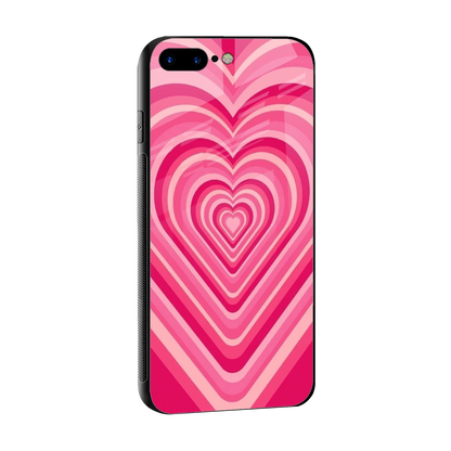 Y2K French Pink Hearts sleek iphone 8 plus cover with tempered glass back and TPU edges