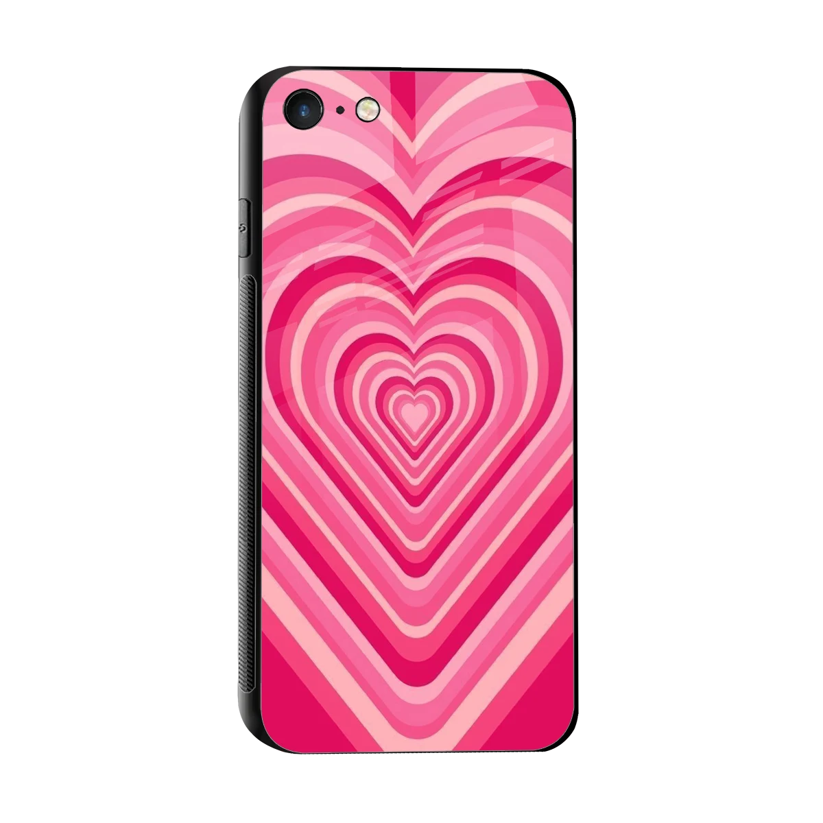 Y2K French Pink Hearts sleek iphone 7 cover with tempered glass back and TPU edges