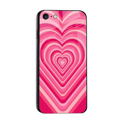Y2K French Pink Hearts sleek iphone 7 cover with tempered glass back and TPU edges