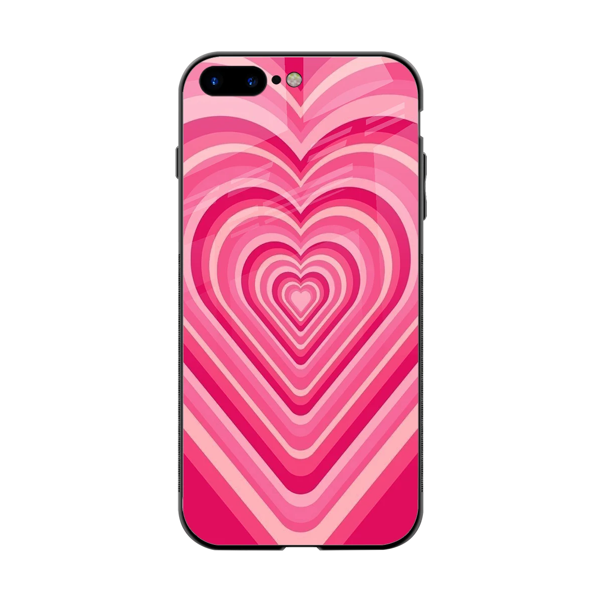 Y2K French Pink Hearts back phone cover | glass case for iphone 8 plus