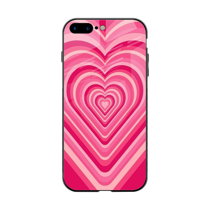 Y2K French Pink Hearts back phone cover | glass case for iphone 8 plus