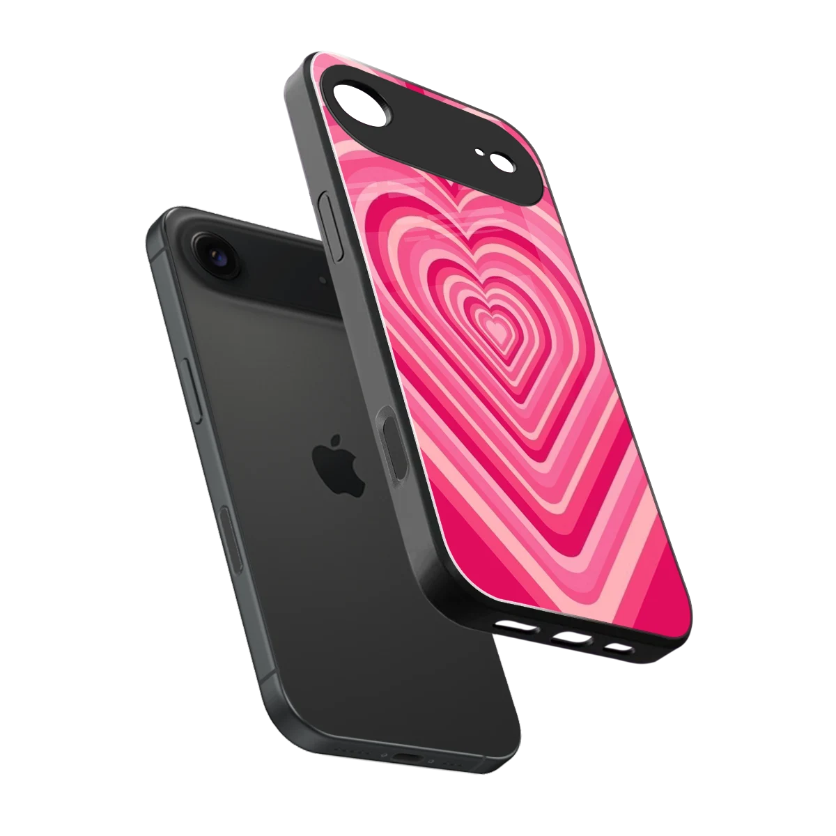 Y2K French Pink Hearts sleek iphone air cover with tempered glass back and TPU edges