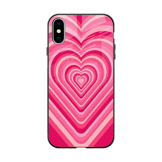 Y2K French Pink Hearts back phone cover | glass case for iphone xs