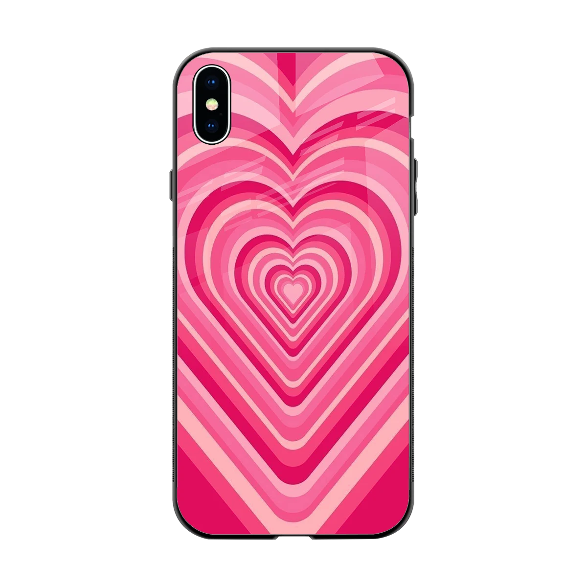 Y2K French Pink Hearts back phone cover | glass case for iphone xs max