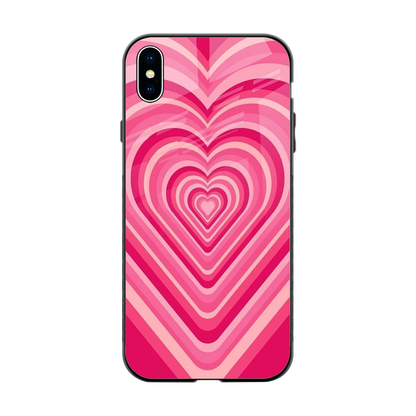 Y2K French Pink Hearts back phone cover | glass case for iphone xs max