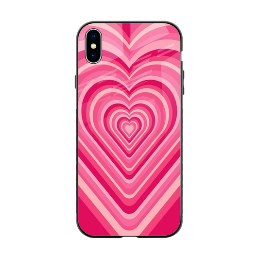 Y2K French Pink Hearts back phone cover | glass case for iphone xs max