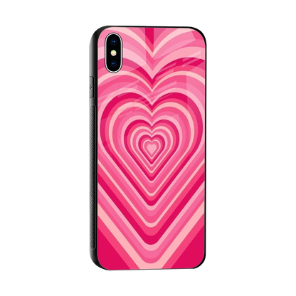 Y2K French Pink Hearts sleek iphone xs max cover with tempered glass back and TPU edges