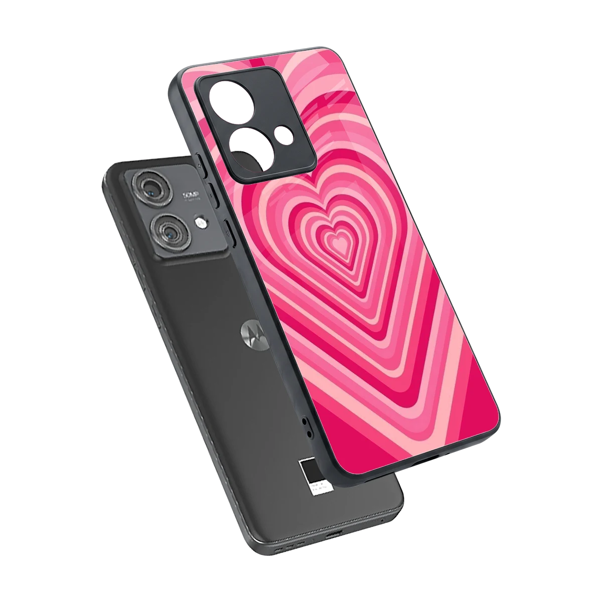 Y2K French Pink Hearts sleek motorola edge 40 neo 5g cover with tempered glass back and TPU edges
