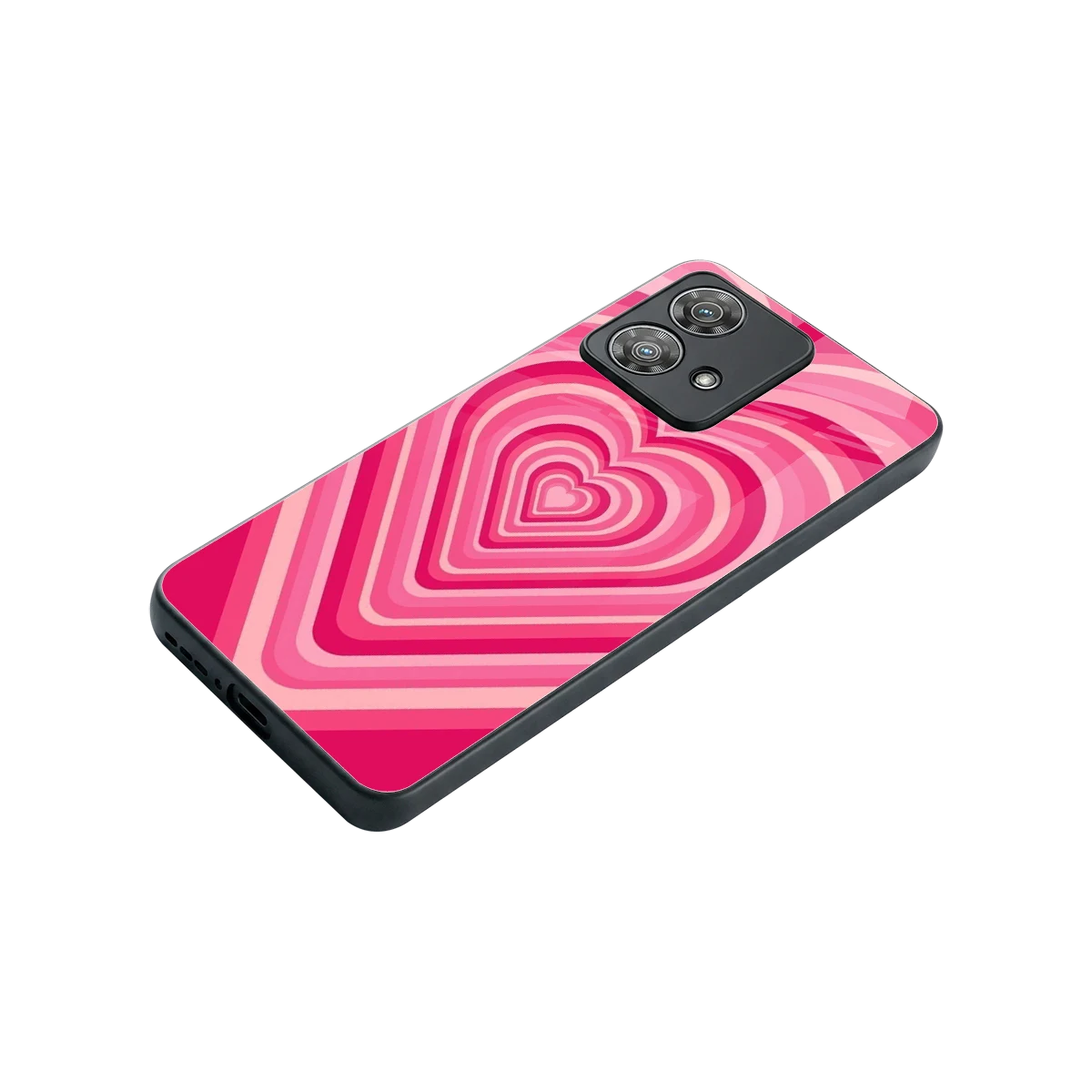 Y2K French Pink Hearts stylish phone case for motorola edge 40 neo 5g | glossy glass and slim fit