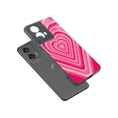 Y2K French Pink Hearts sleek motorola edge 50 fusion cover with tempered glass back and TPU edges