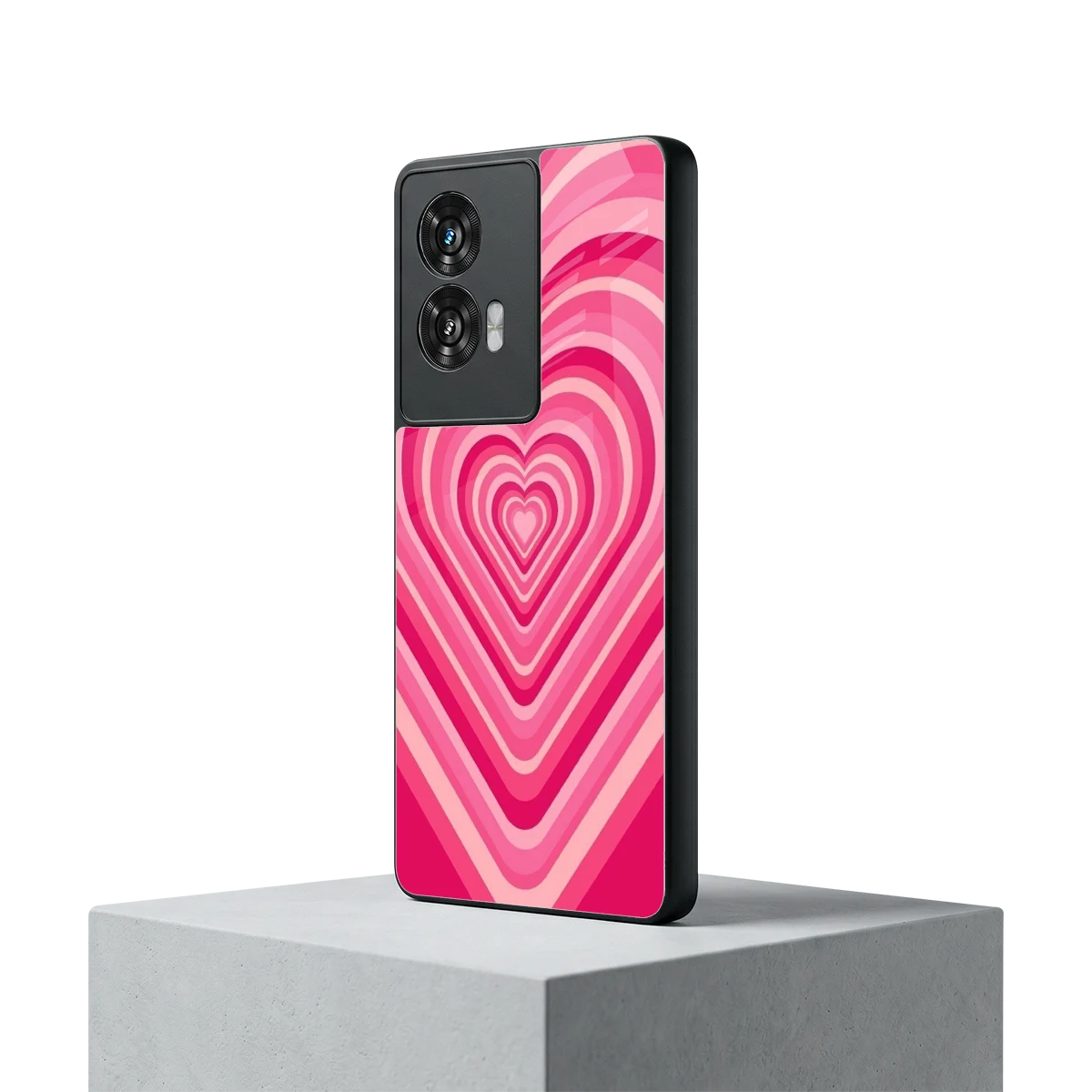 Y2K French Pink Hearts motorola edge 50 fusion mobile cover | shockproof glass phone case