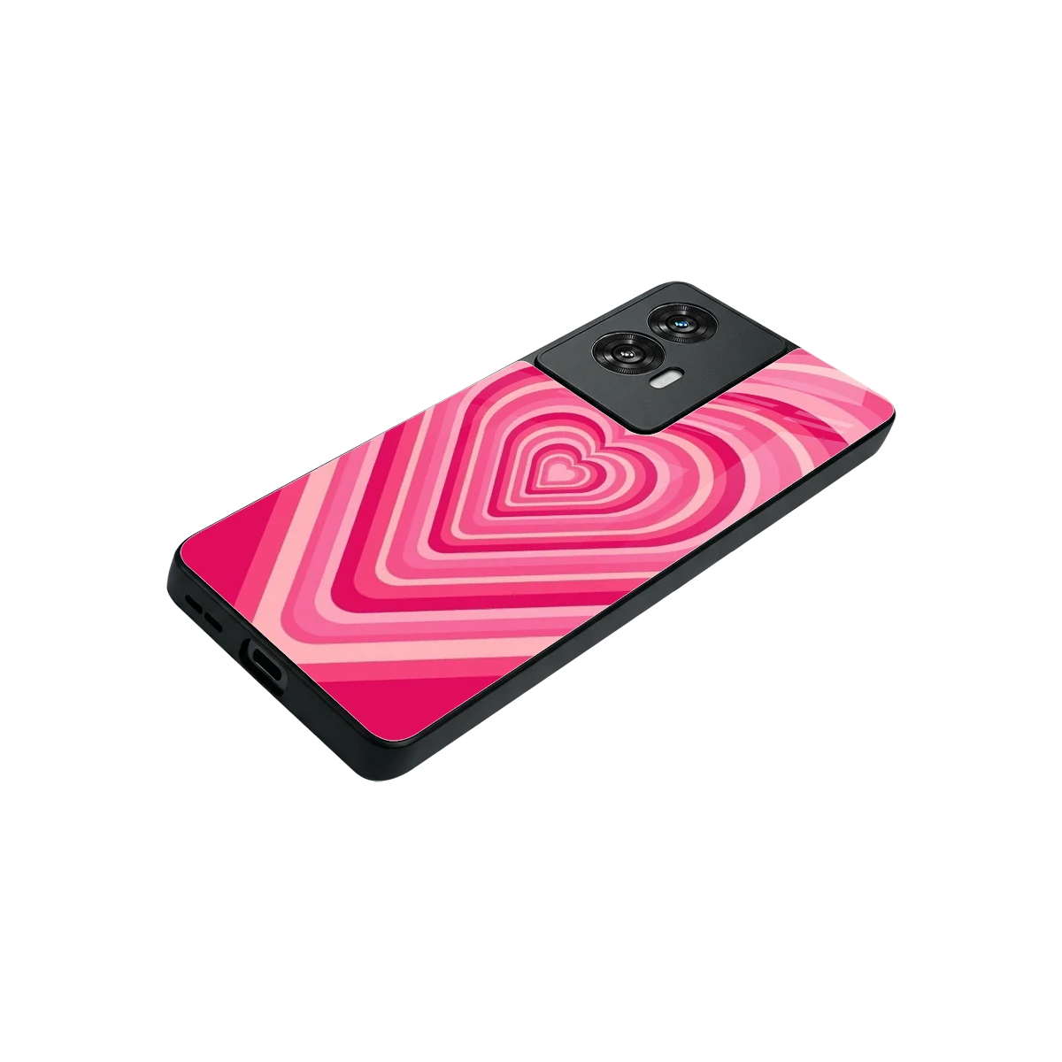 Y2K French Pink Hearts stylish phone case for motorola edge 50 fusion | glossy glass and slim fit