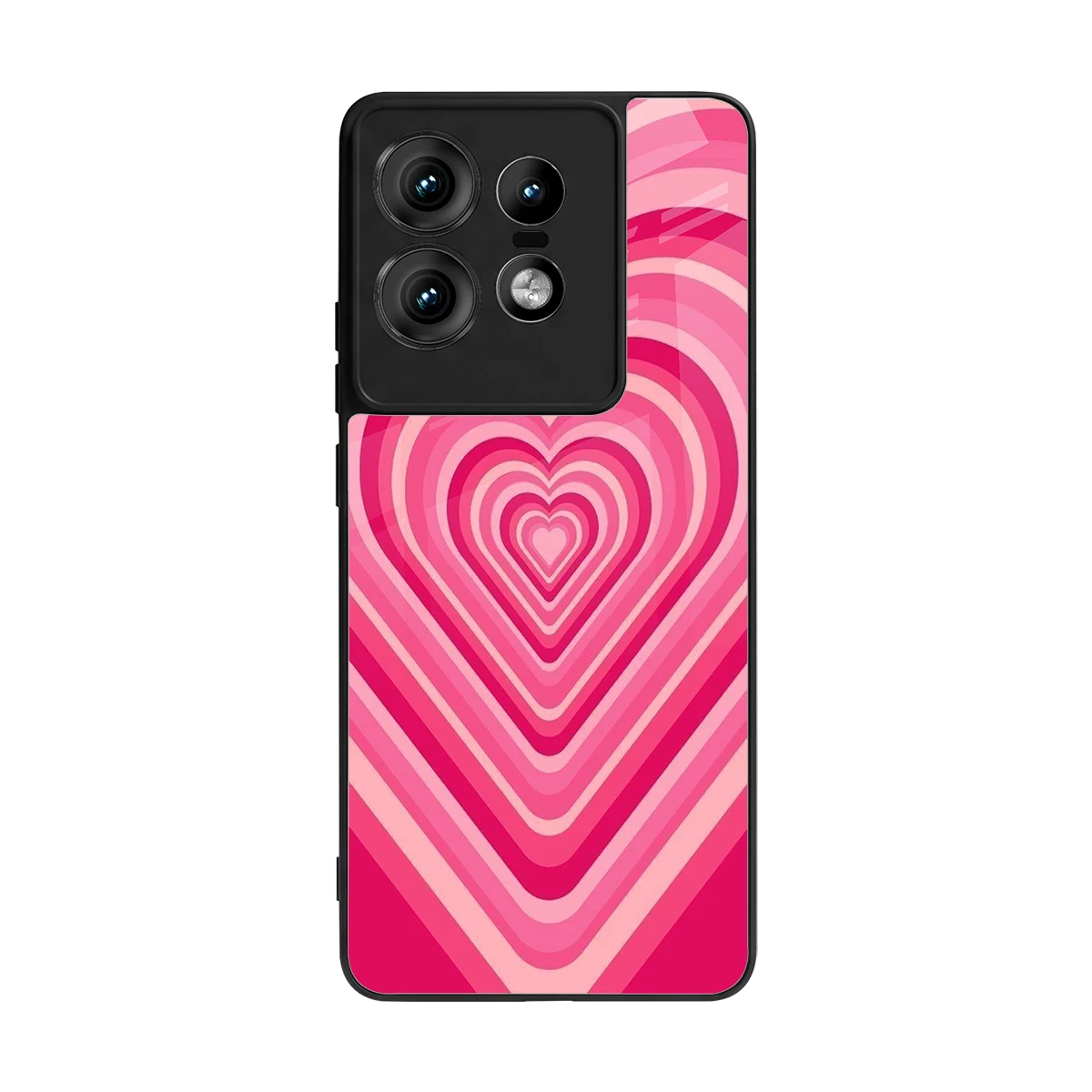 Y2K French Pink Hearts back phone cover | glass case for motorola edge 50 pro