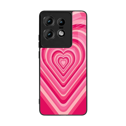 Y2K French Pink Hearts back phone cover | glass case for motorola edge 50 pro