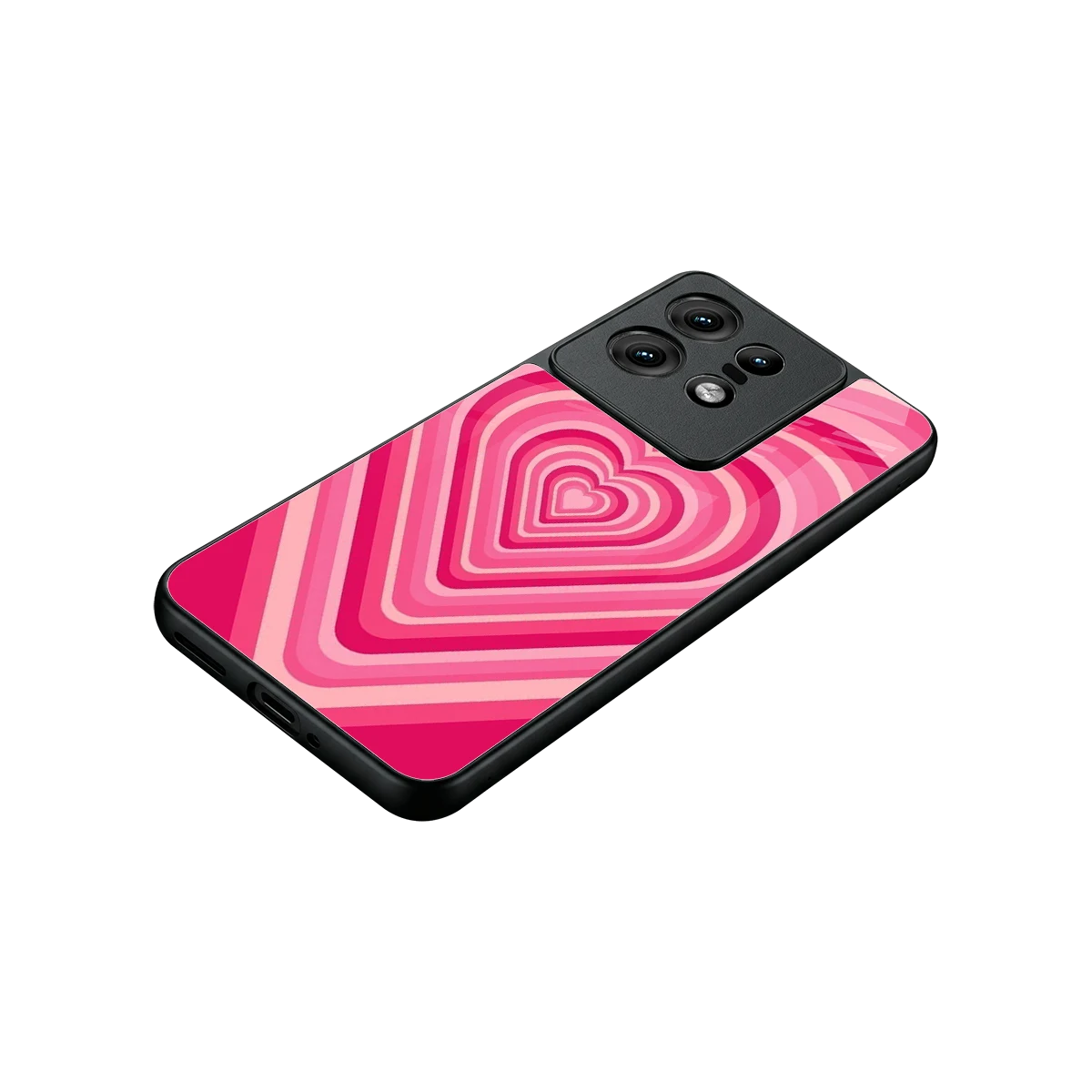 Y2K French Pink Hearts stylish phone case for motorola edge 50 pro | glossy glass and slim fit
