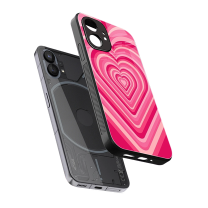 Y2K French Pink Hearts sleek nothing phone 1 cover with tempered glass back and TPU edges