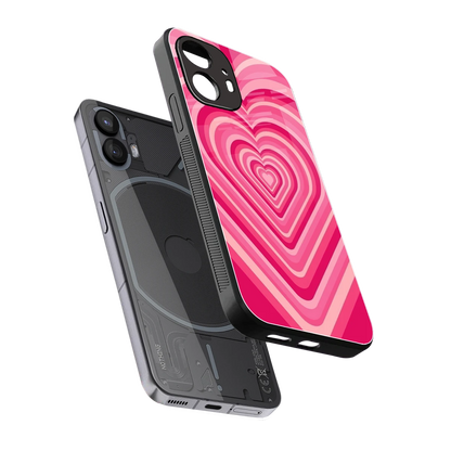Y2K French Pink Hearts sleek nothing phone 2 cover with tempered glass back and TPU edges