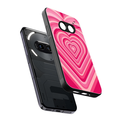 Y2K French Pink Hearts sleek nothing phone 2a cover with tempered glass back and TPU edges