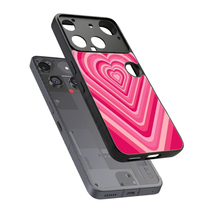 Y2K French Pink Hearts sleek nothing phone 3 cover with tempered glass back and TPU edges
