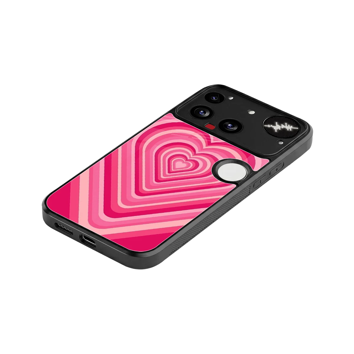Y2K French Pink Hearts stylish phone case for nothing phone 3 | glossy glass and slim fit