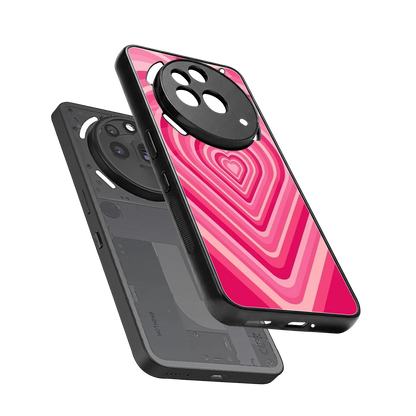 Y2K French Pink Hearts sleek nothing phone 3a pro cover with tempered glass back and TPU edges