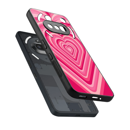 Y2K French Pink Hearts sleek nothing phone 3a cover with tempered glass back and TPU edges