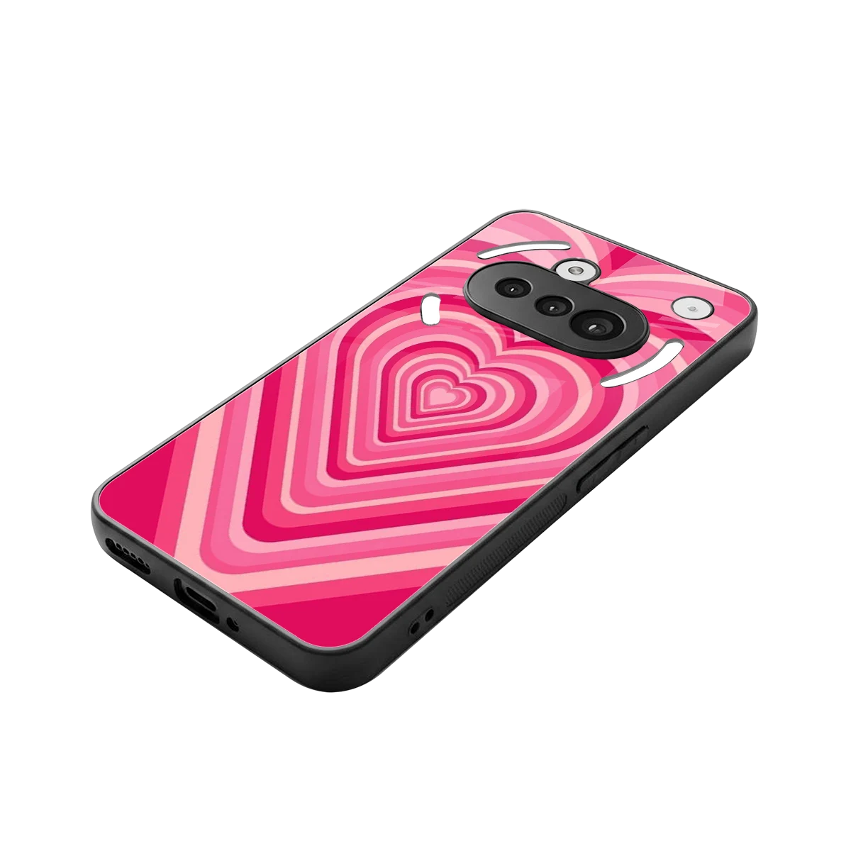 Y2K French Pink Hearts stylish phone case for nothing phone 3a | glossy glass and slim fit