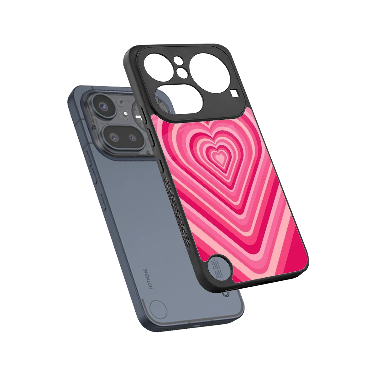 Y2K French Pink Hearts sleek nothing phone 4a pro cover with tempered glass back and TPU edges