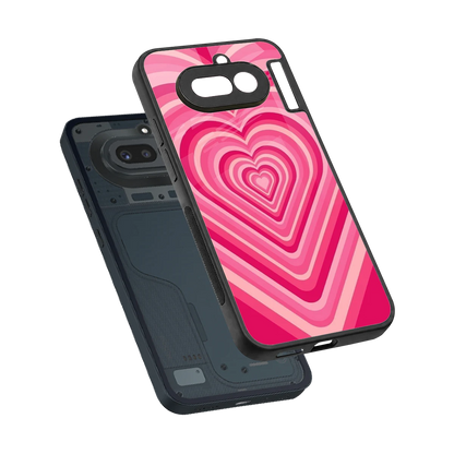 Y2K French Pink Hearts sleek nothing phone 4a cover with tempered glass back and TPU edges