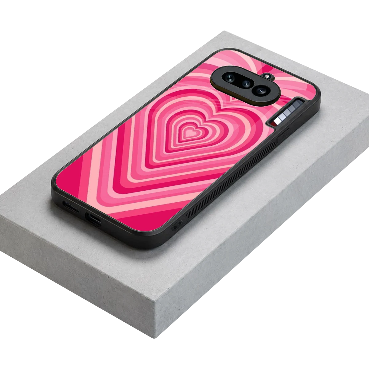 Y2K French Pink Hearts stylish phone case for nothing phone 4a | glossy glass and slim fit
