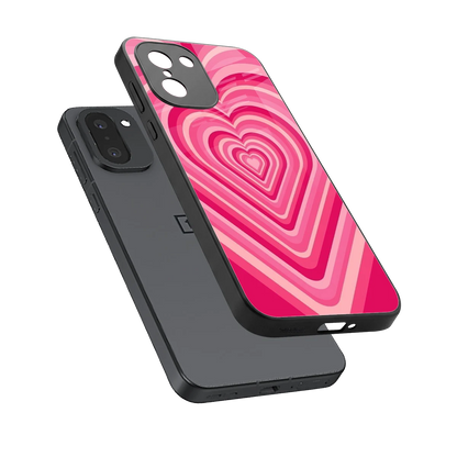 Y2K French Pink Hearts sleek oneplus 15r cover with tempered glass back and TPU edges