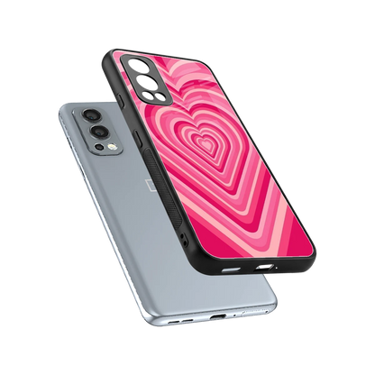 Y2K French Pink Hearts sleek oneplus nord 2 cover with tempered glass back and TPU edges