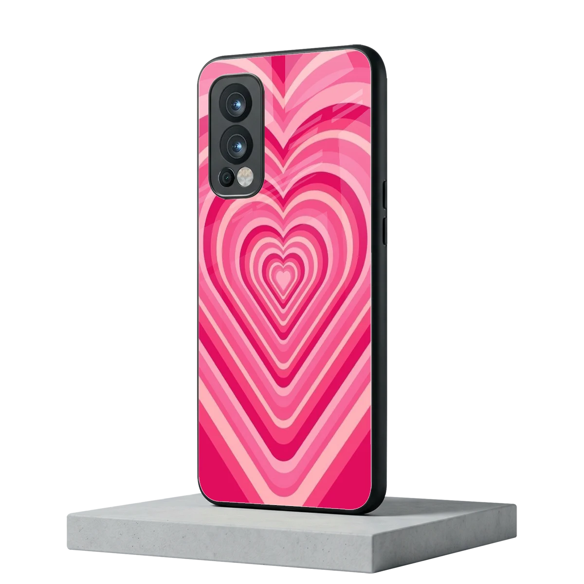 Y2K French Pink Hearts oneplus nord 2 mobile cover | shockproof glass phone case