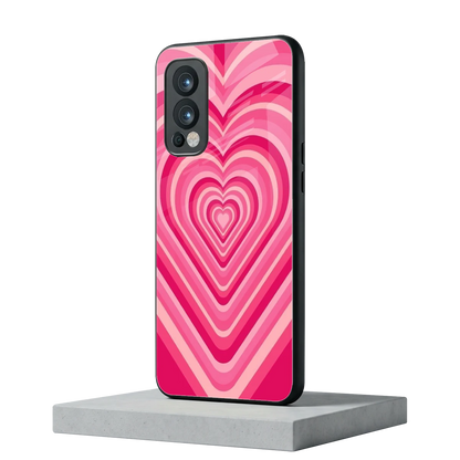 Y2K French Pink Hearts oneplus nord 2 mobile cover | shockproof glass phone case
