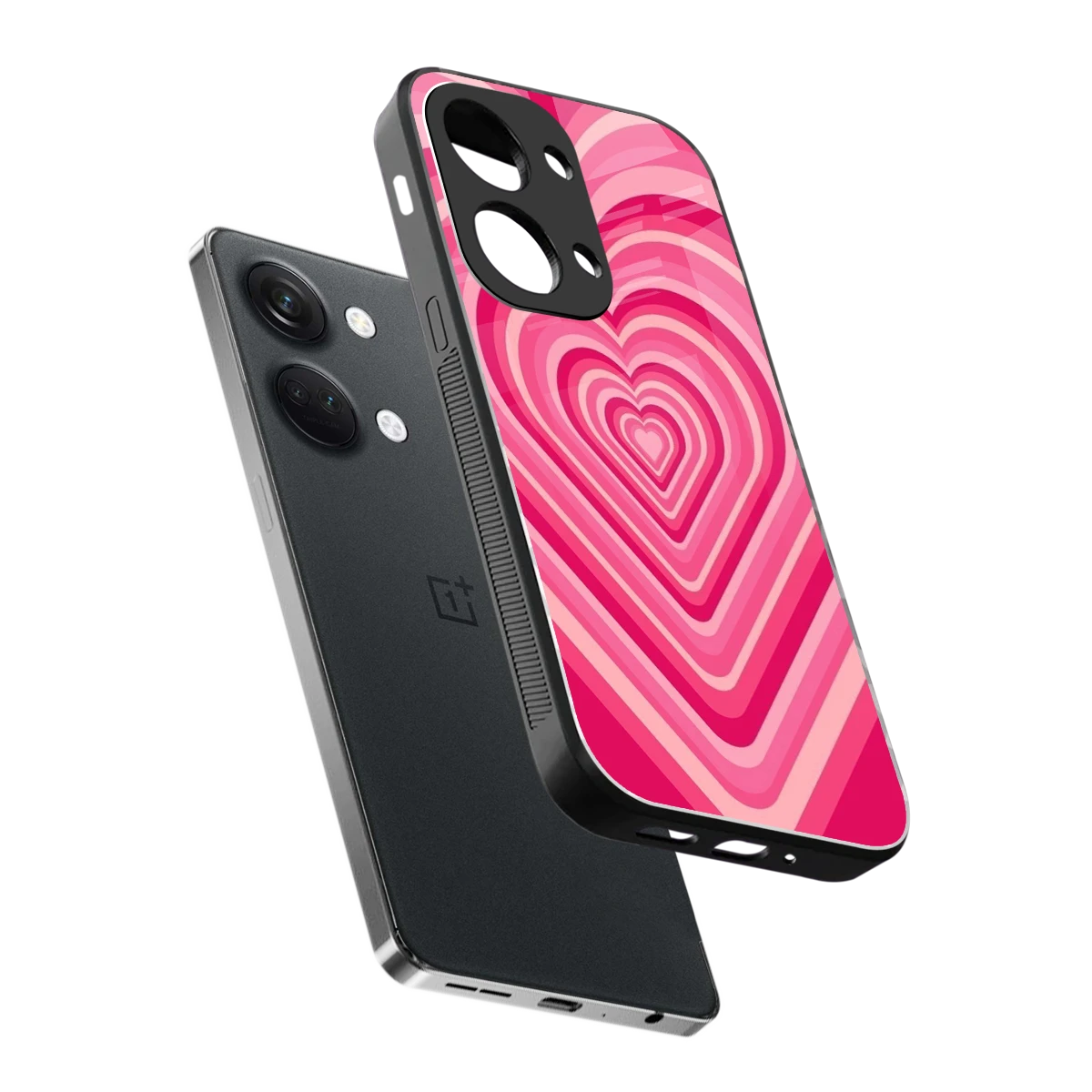 Y2K French Pink Hearts sleek oneplus nord 3 cover with tempered glass back and TPU edges