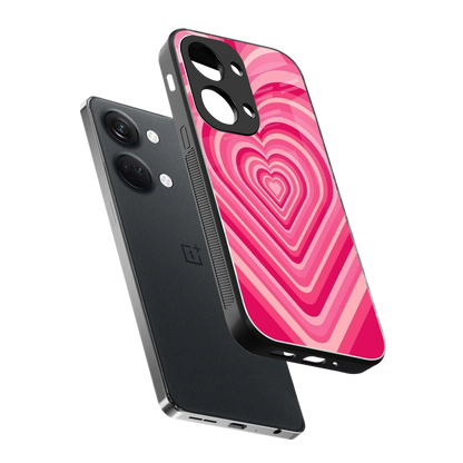 Y2K French Pink Hearts sleek oneplus nord 3 cover with tempered glass back and TPU edges