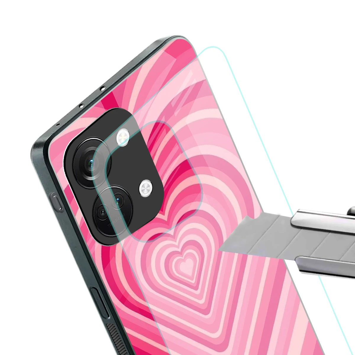 Y2K French Pink Hearts stylish phone case for oneplus nord 3 | glossy glass and slim fit