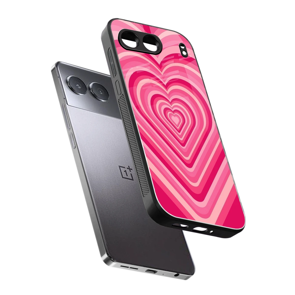 Y2K French Pink Hearts sleek oneplus nord 4 cover with tempered glass back and TPU edges