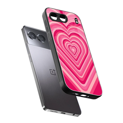 Y2K French Pink Hearts sleek oneplus nord 4 cover with tempered glass back and TPU edges