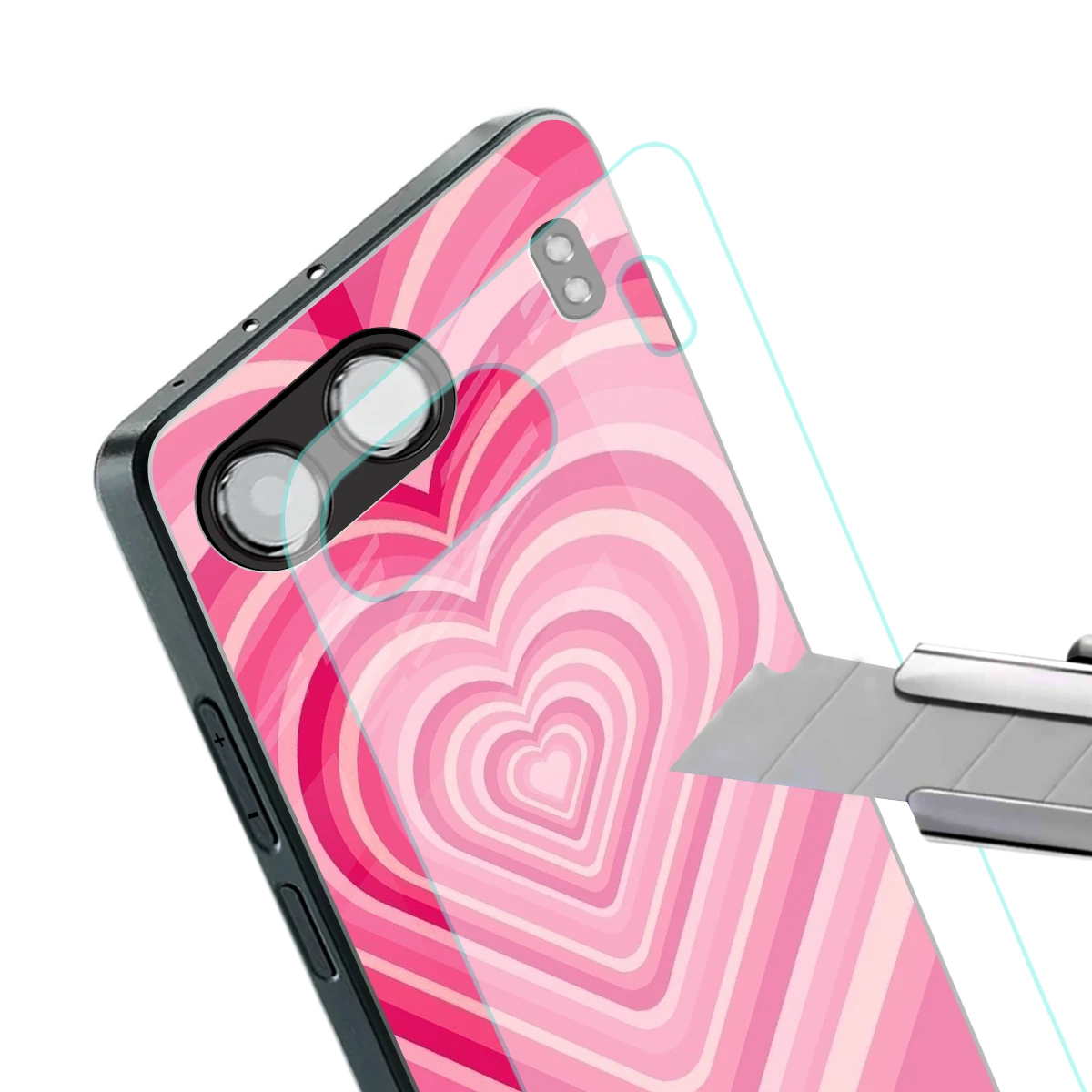 Y2K French Pink Hearts stylish phone case for oneplus nord 4 | glossy glass and slim fit