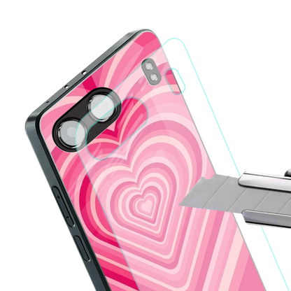 Y2K French Pink Hearts stylish phone case for oneplus nord 4 | glossy glass and slim fit