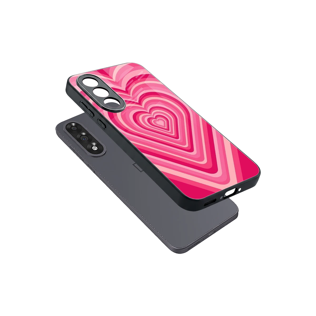 Y2K French Pink Hearts sleek oneplus nord 5 cover with tempered glass back and TPU edges