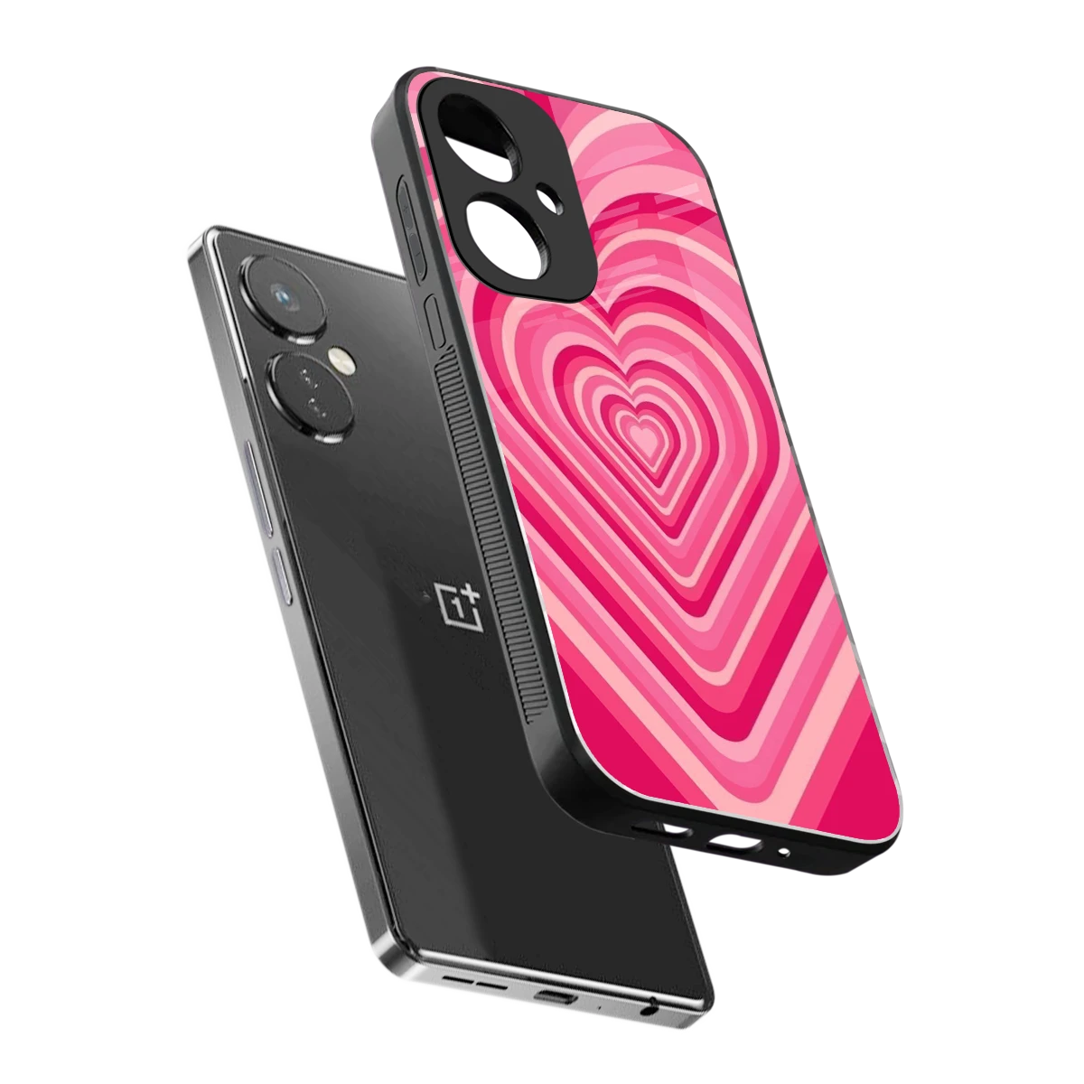 Y2K French Pink Hearts sleek oneplus nord ce 3 cover with tempered glass back and TPU edges