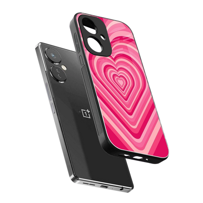 Y2K French Pink Hearts sleek oneplus nord ce 3 cover with tempered glass back and TPU edges