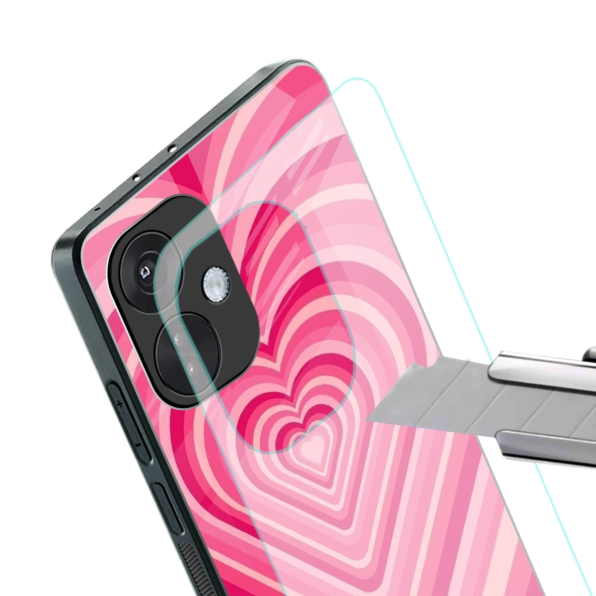Y2K French Pink Hearts stylish phone case for oneplus nord ce 3 | glossy glass and slim fit