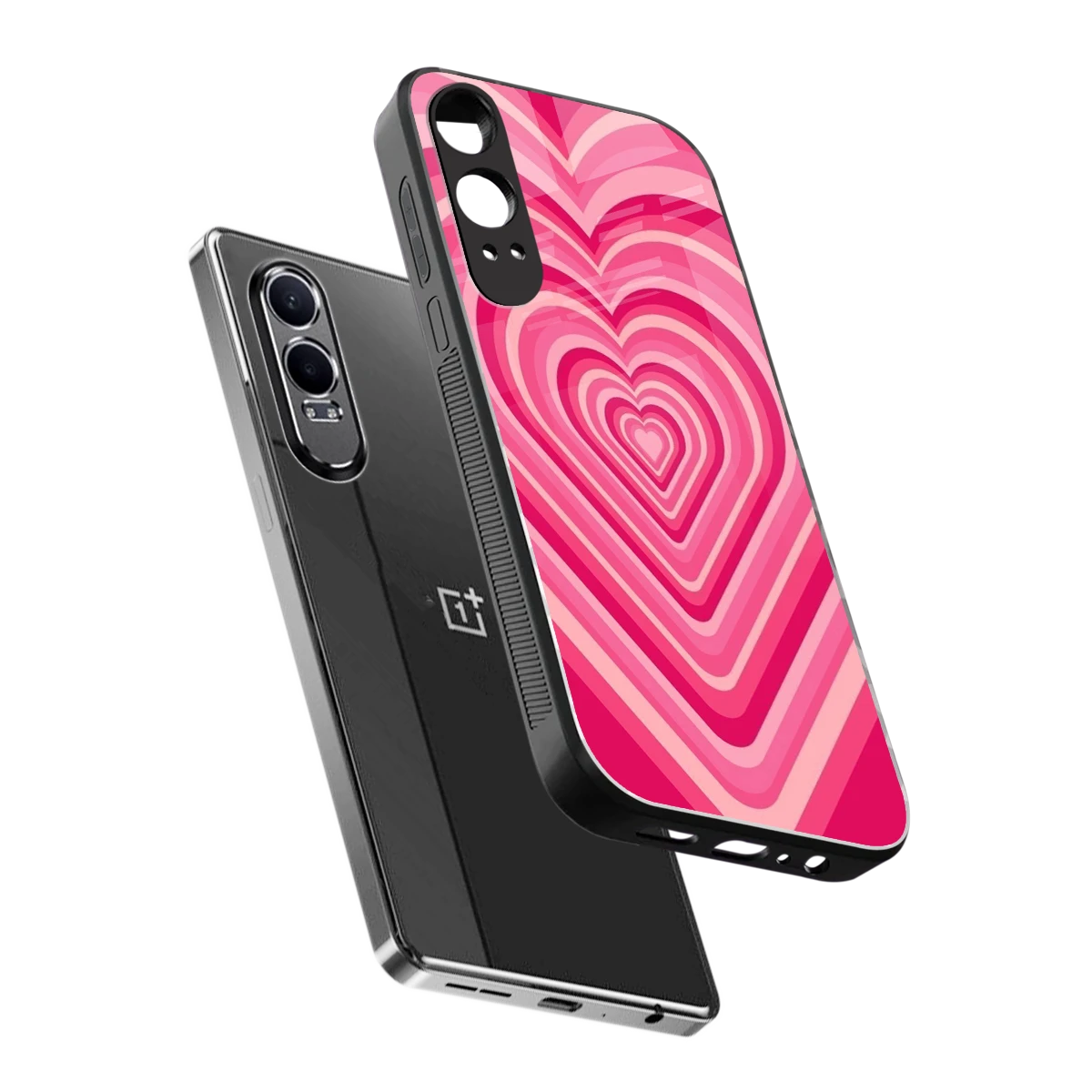 Y2K French Pink Hearts sleek oneplus nord ce 4 lite cover with tempered glass back and TPU edges
