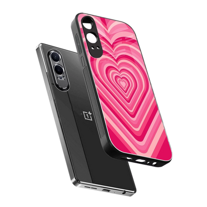 Y2K French Pink Hearts sleek oneplus nord ce 4 lite cover with tempered glass back and TPU edges