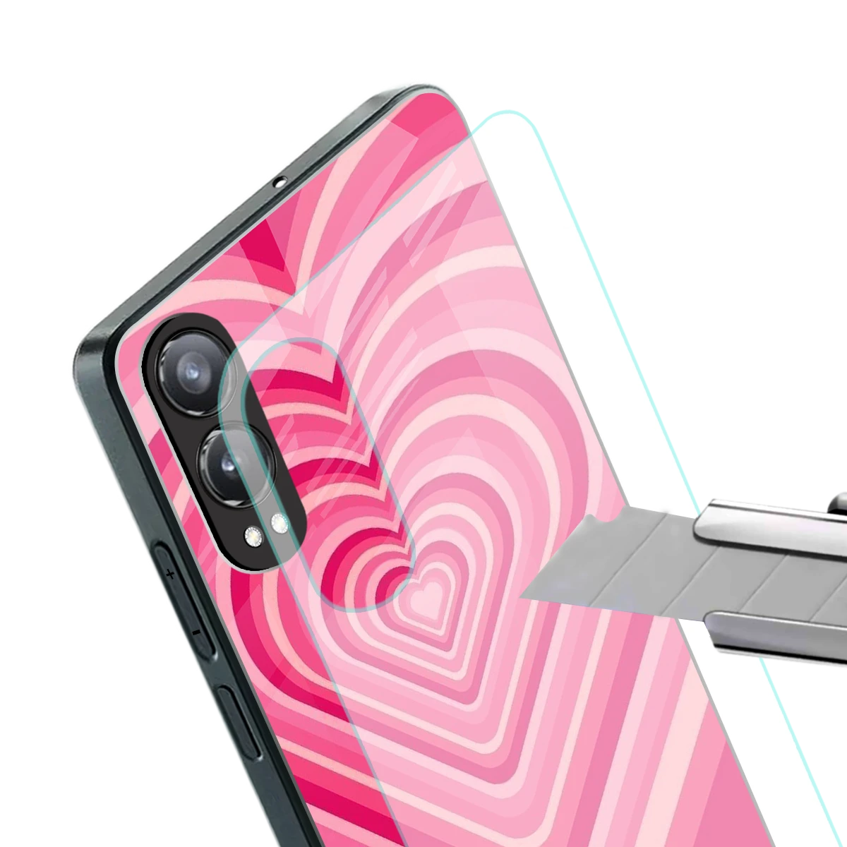 Y2K French Pink Hearts stylish phone case for oneplus nord ce 4 lite | glossy glass and slim fit