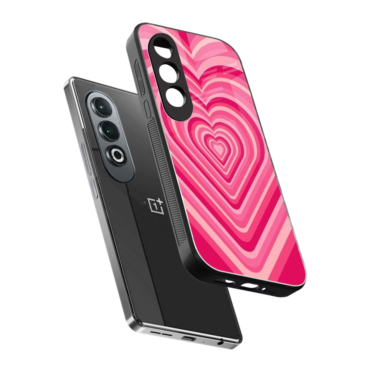 Y2K French Pink Hearts sleek oneplus nord ce 4 cover with tempered glass back and TPU edges
